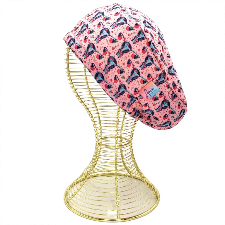 gorro clinico aurisima modelo afrodita color rosado tela poliester elasticada