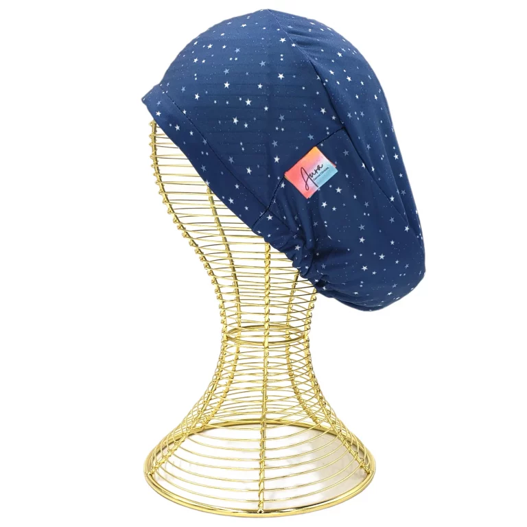 gorro clinico aurisima modelo estrellita color azul tela poliester elasticada