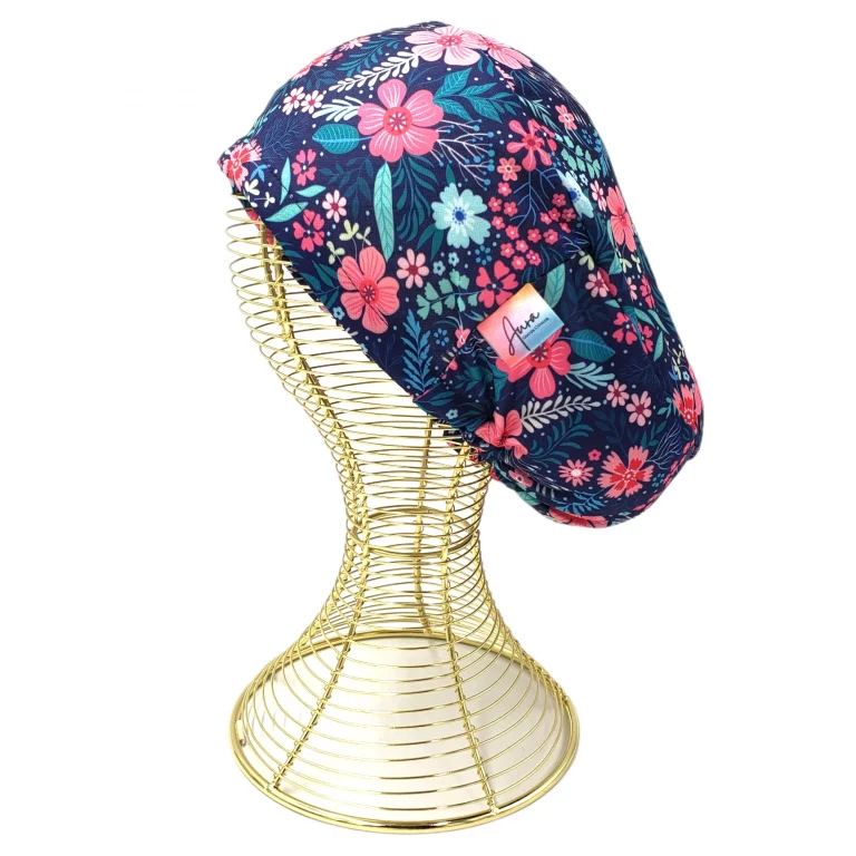 gorro clinico aurisima modelo flora color azul tela poliester elasticada