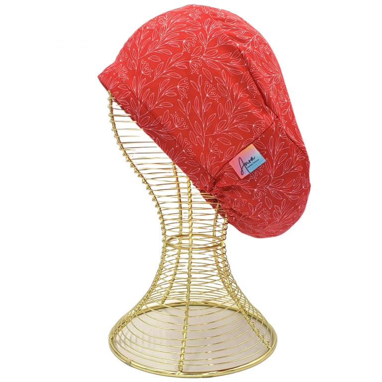 gorro clinico aurisima modelo jasmin color rojo tela poliester elasticada