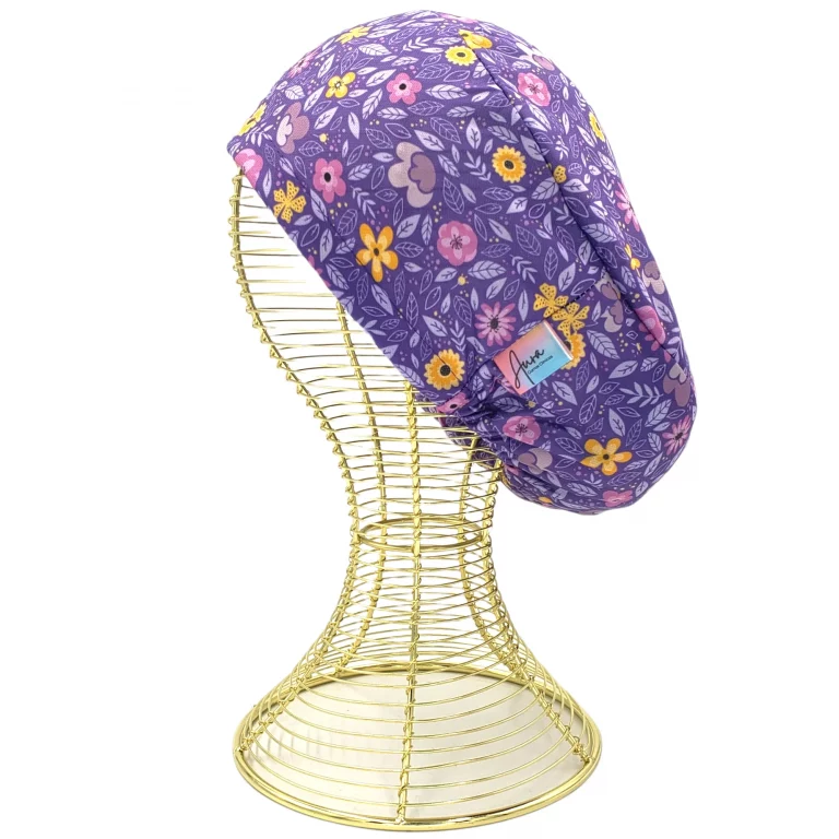 gorro clinico aurisima modelo mabel color morado tela poliester elasticada