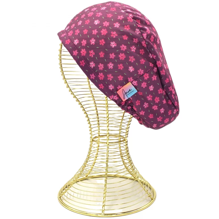 gorro clinico aurisima modelo maria color burdeo tela poliester elasticada