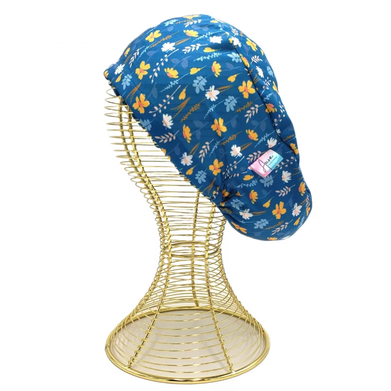 gorro clinico aurisima modelo alexandra color azul caribbean flores