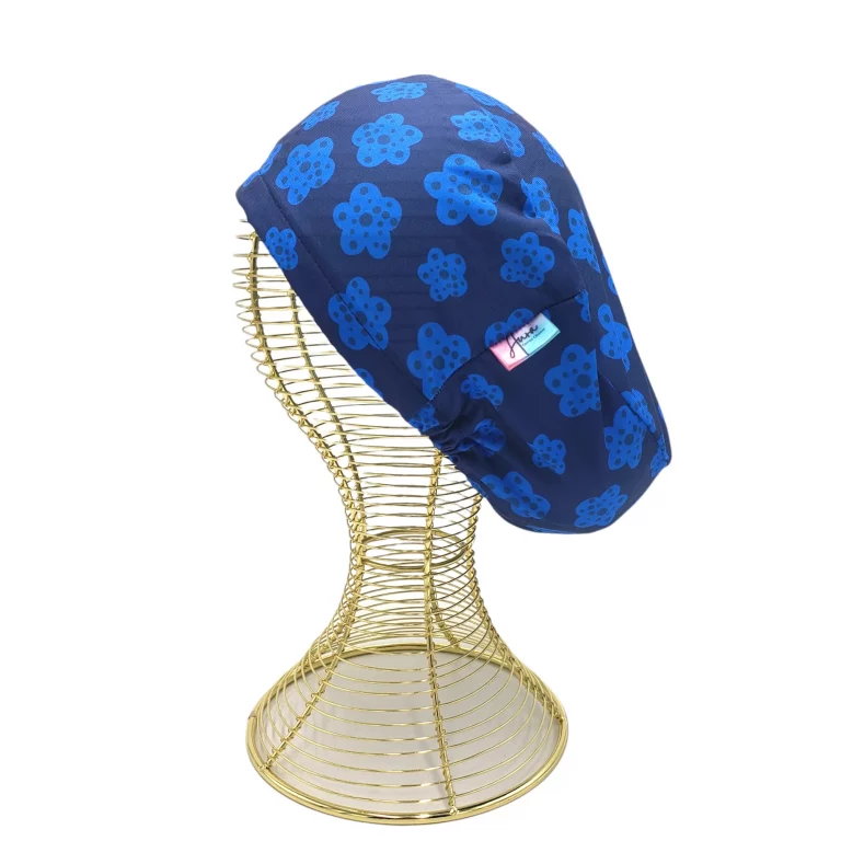 gorro clinico aurisima modelo denise azul flores enfermera