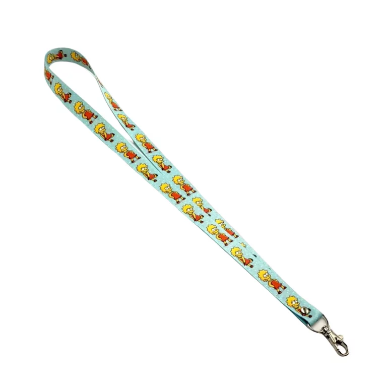 lanyard porta credencial aurisima modelo lisa simpson color celeste cinta