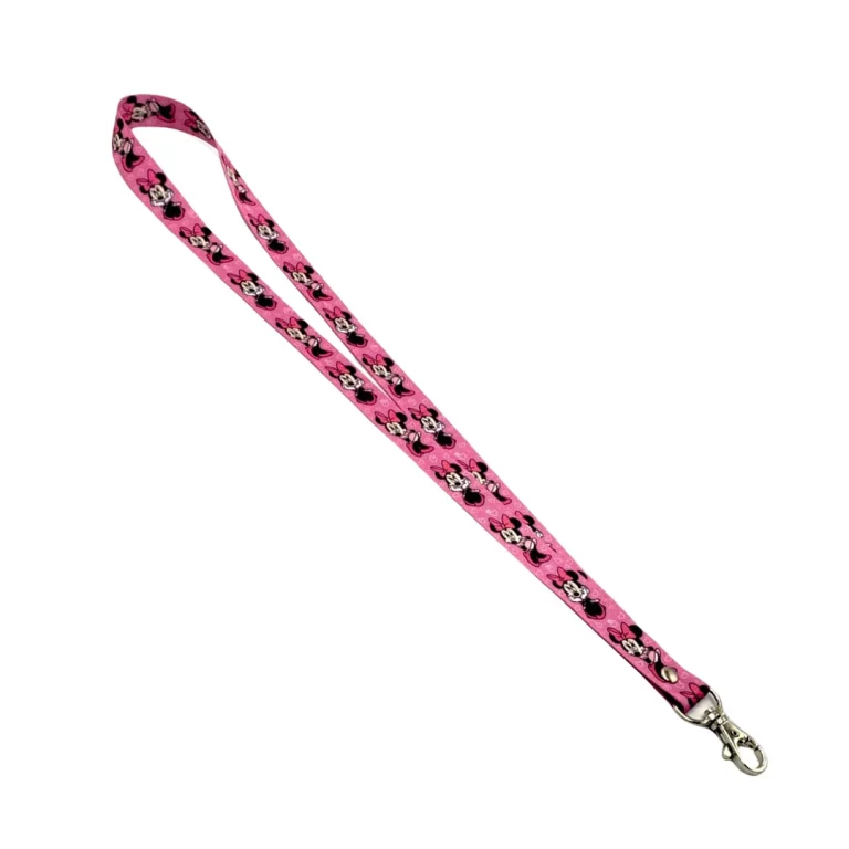 lanyard porta credencial aurisima modelo minnie rosa color rosado cinta