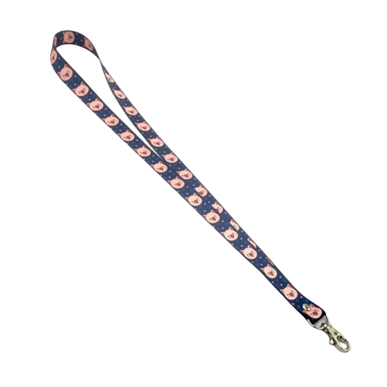 lanyard porta credencial aurisima modelo pig color azul cinta