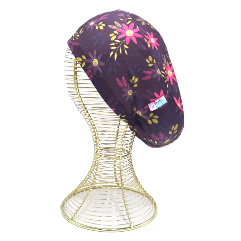 Gorro clínico Aurísima modelo sole flores morado