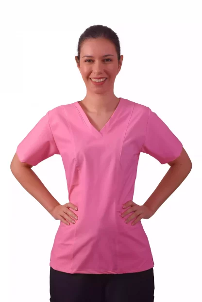 Top uniforme clínico diseño liso color rosado