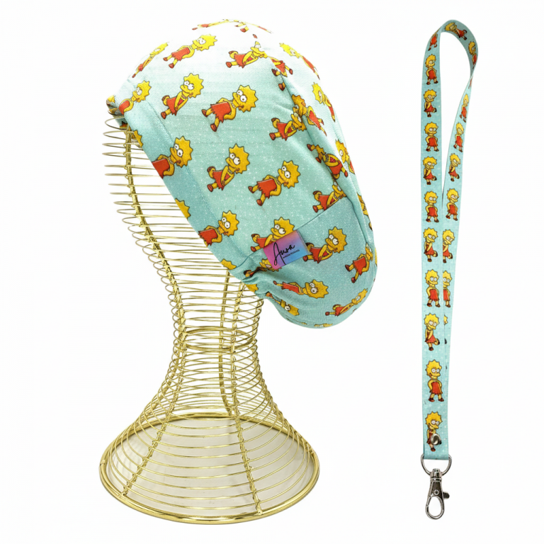 pack-gorro-clinico-lanyard-aurisima-modelo-lisa-simpson-color-celeste-tela-poliester-elasticada-1