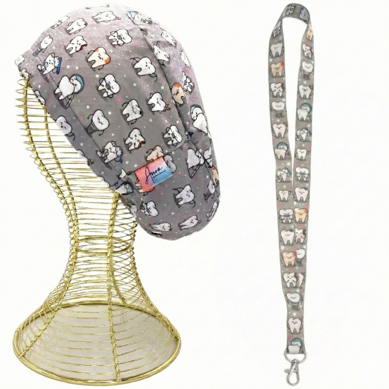 pack-gorro-clinico-landyard-aurisima-modelo-dina-color-gris-tela-poliester-elasticada-1