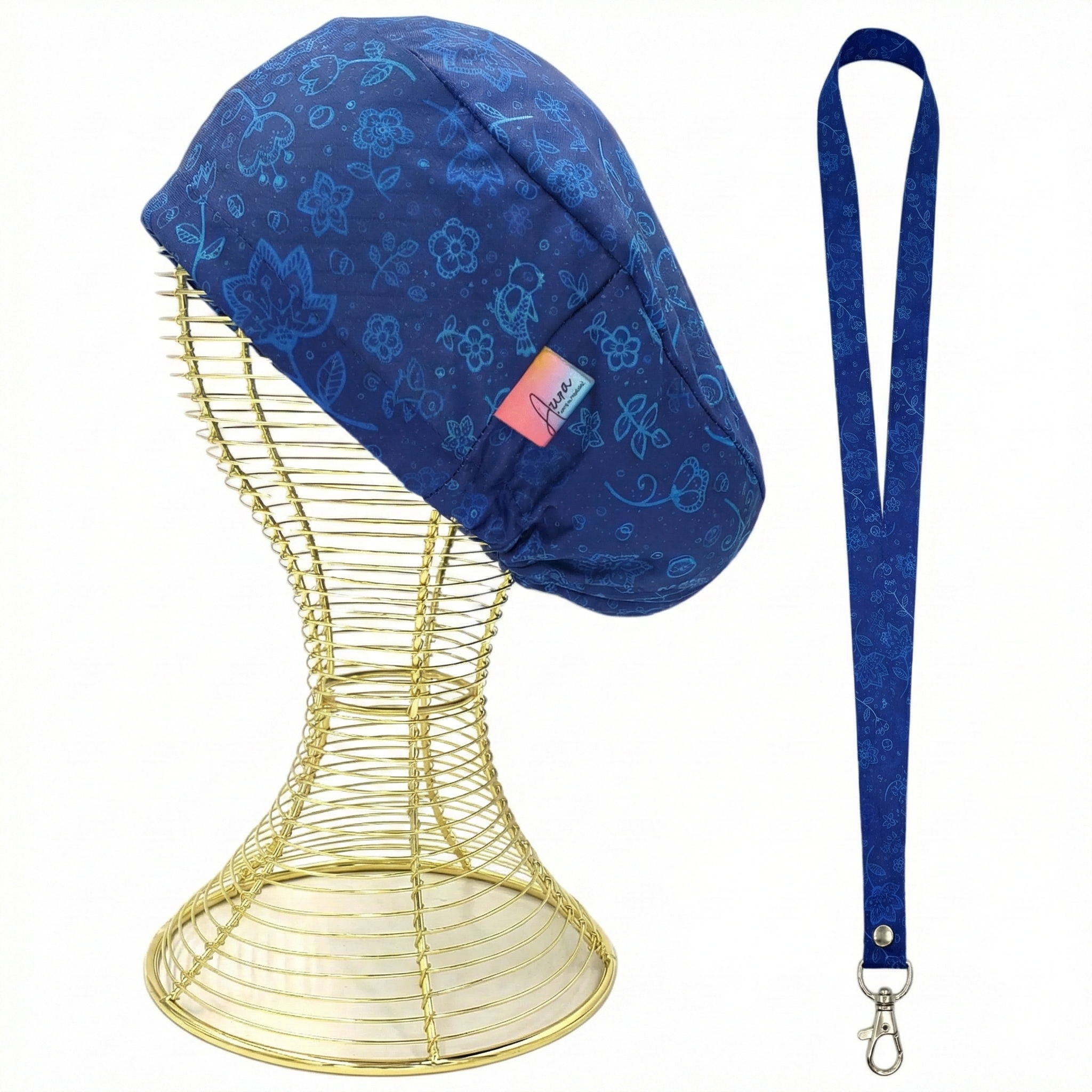 pack-gorro-clinico-lanyard-aurisima-modelo-alejandra-color-azul-tela-poliester-elasticada