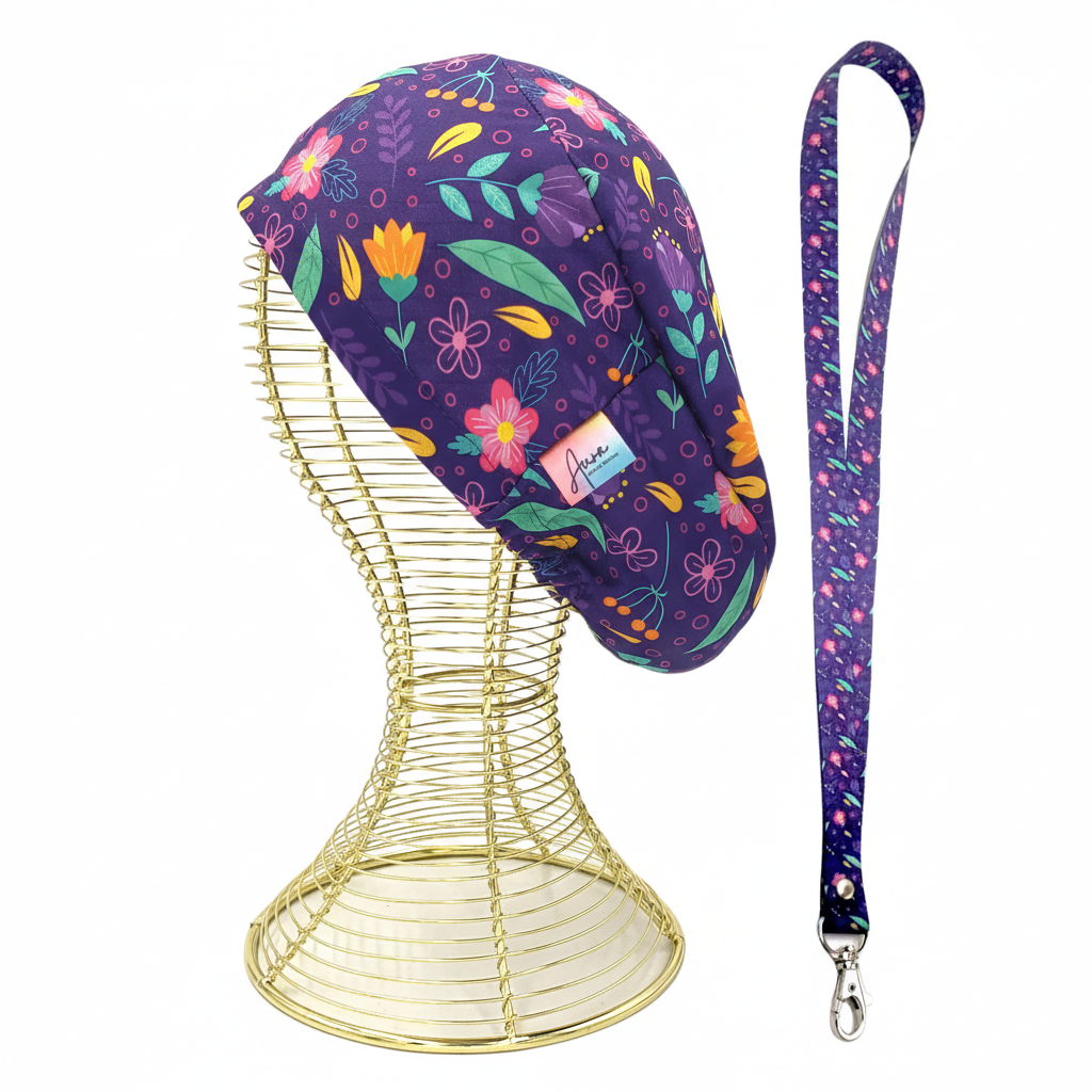 pack-gorro-clinico-landyard-aurisima-modelo-pepa-color-violeta-tela-poliester-elasticada-1