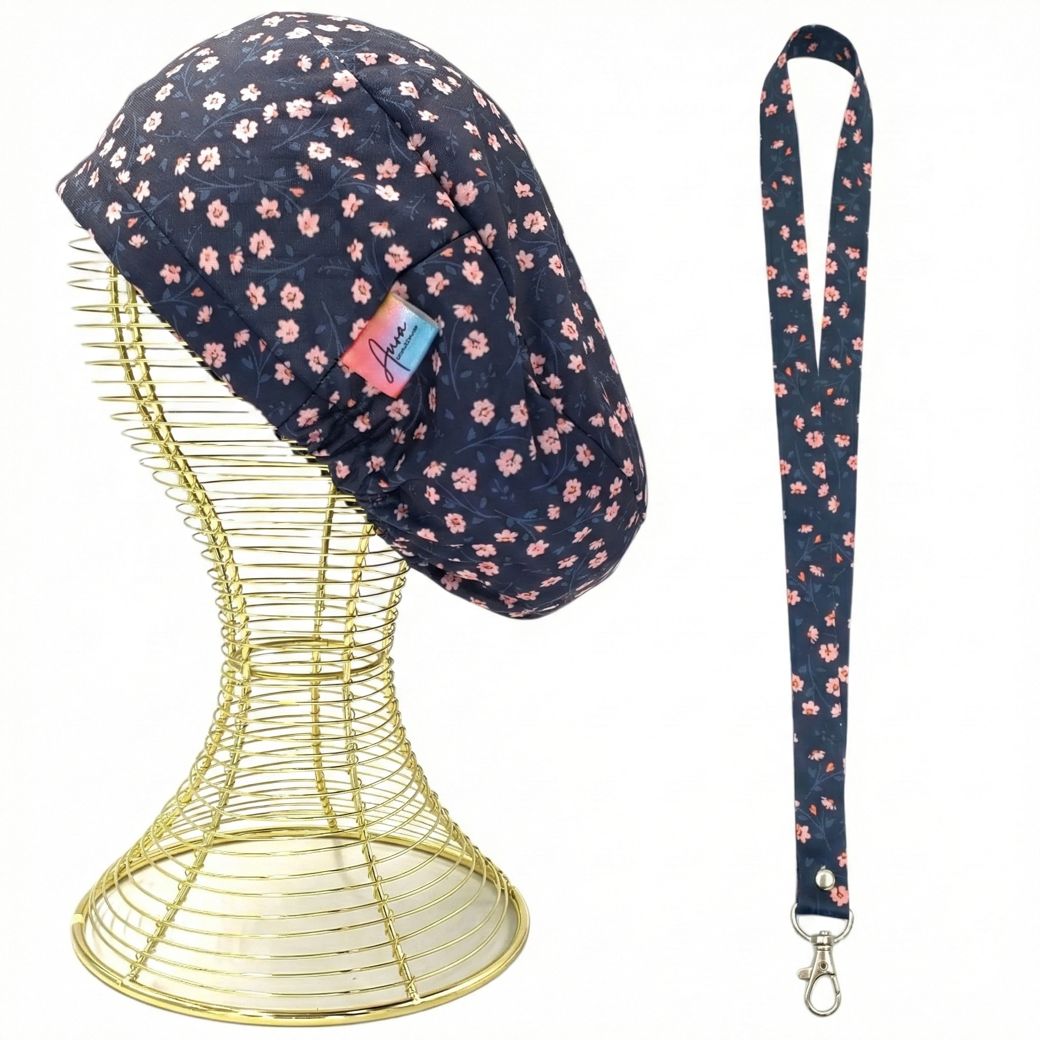 pack-gorro-clinico-lanyard-aurisima-modelo-victoria-color-azul-tela-poliester-elasticada