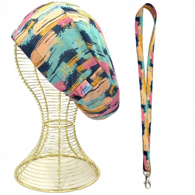 pack-gorro-clinico-lanyard-aurisima-modelo-eva-color-multicolor-tela-poliester-elasticada
